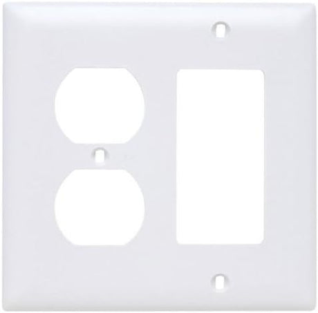 Pass & Seymour 2 Gang Wall Plate, Duplex + Decorator Openings, White