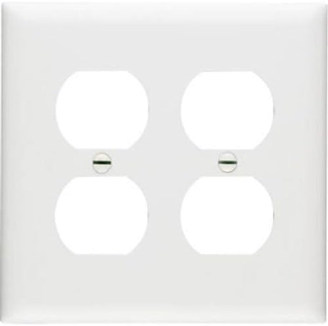 Pass & Seymour 2 Gang Wall Plate for 2 Standard Duplex Receptacles, White WHITE