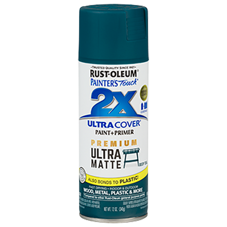 RUST-OLEUM 12 OZ Painter's Touch 2X Ultra Cover Matte Spray Paint - Matte Deep Teal