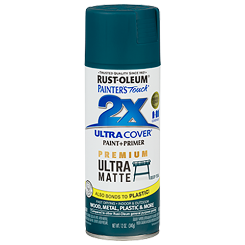 RUST-OLEUM 12 OZ Painter's Touch 2X Ultra Cover Matte Spray Paint - Matte Deep Teal