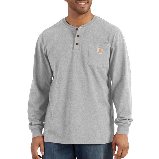 Carhartt Men's Loose Fit Heavyweight Long-sleeve Pocket Henley T-shirt Hgy hthr gray