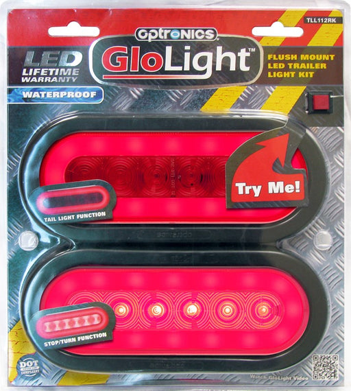 Optronics GloLight Flush Mount LED Trailer Light Kit, Waterproof RED
