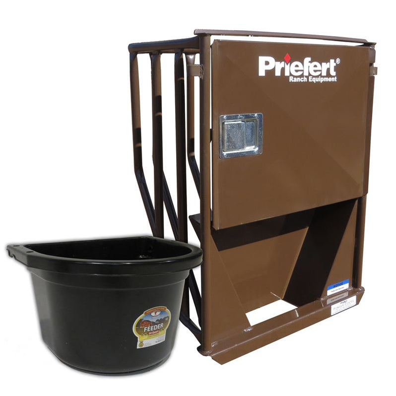 Priefert Horse Stall Feeder, Brown