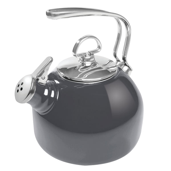 Chantal 2 qt. Enamel-on-Steel Anniversary Teakettle - Fog Grey