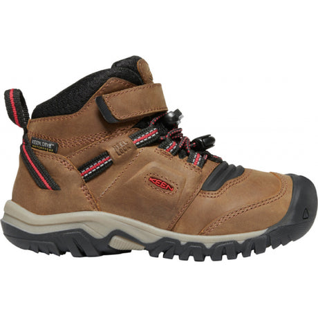 Keen Little Kid's Ridge Flex Mid WP Bison/Red Carpet