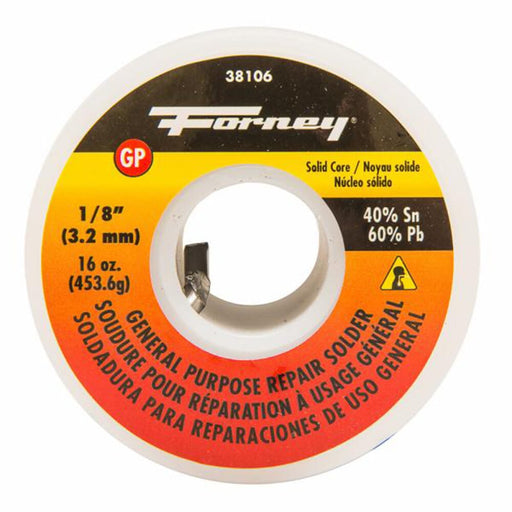 Forney Solder, General Purpose Repair, Solid Core, 1/8 in, 16 Ounce