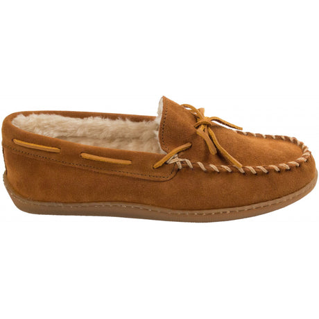 Minnetonka Men's Pile Lined Hardsole Moccasin Slippers Brown