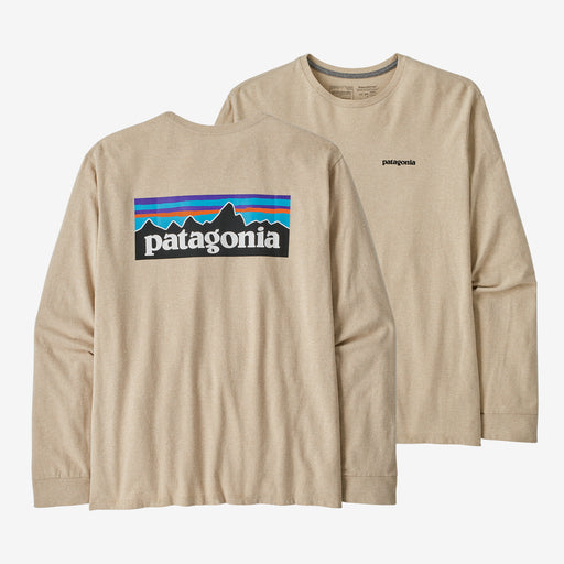 Patagonia Men's Long-sleeved P-6 Logo Responsibili-tee Oar tan