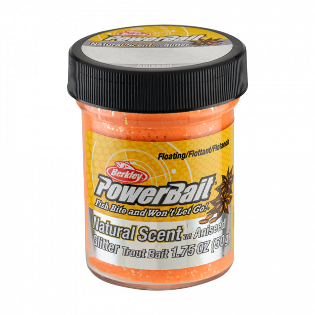 Berkley PowerBait Natural Glitter Trout Bait | Aniseed | Model #BGTAFO2 Fluorescent Orange