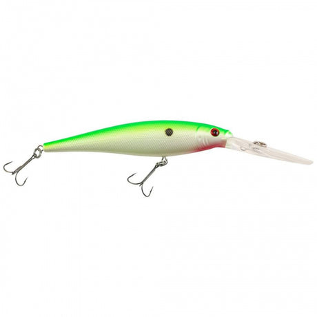 Berkley Flicker Minnow | 1/4 oz | 3in | 7.5cm | 8 | 14'-17' | 4.3m-5.2m | Model #FFMN7D-CPR Chartreuse Pearl