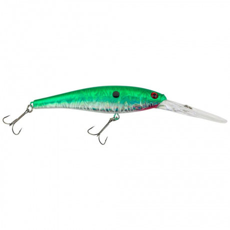 Berkley Flicker Minnow | 1/4 oz | 3in | 7.5cm | 8 | 14'-17' | 4.3m-5.2m | Model #FFMN7D-SLGP Slick Green Pearl