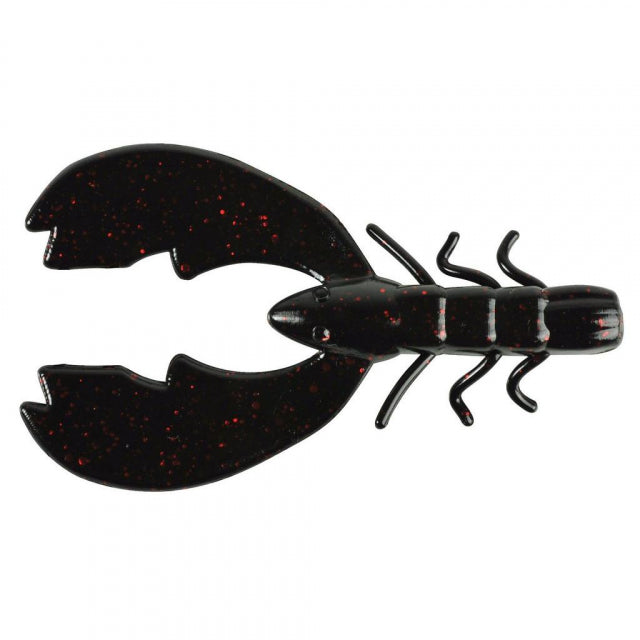 Berkley PowerBait Chigger Craw | 4in | 10cm | Model #PBBCHC4-BLR Black Red Fleck