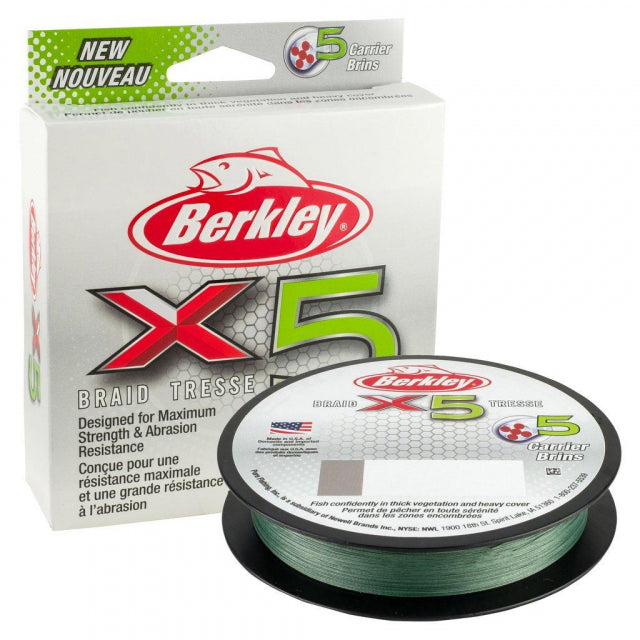 Berkley x5 Braid | 164yd | 150m | 65lb test | 80 lbC | 36.3kg | Model #X5BFS65-22 Low-Vis Green