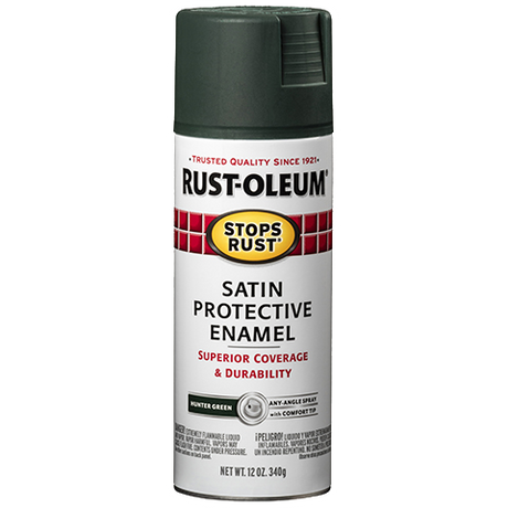 RUST-OLEUM 12 OZ Stops Rust Protective Enamel Spray Paint -Satin Hunter Green HUNTER_GREEN / SATIN