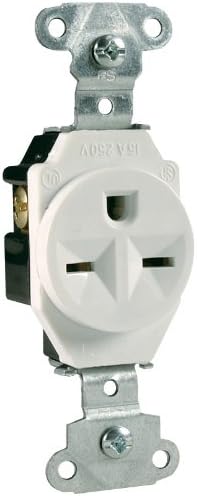 Pass & Seymour 15A 250V Heavy Duty Single Receptacle, White