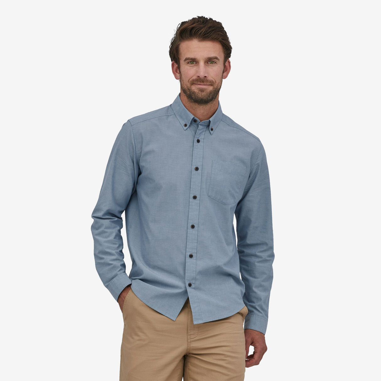 Patagonia Men's Long Sleeve Daily Shirt Chambray/pigeonblu