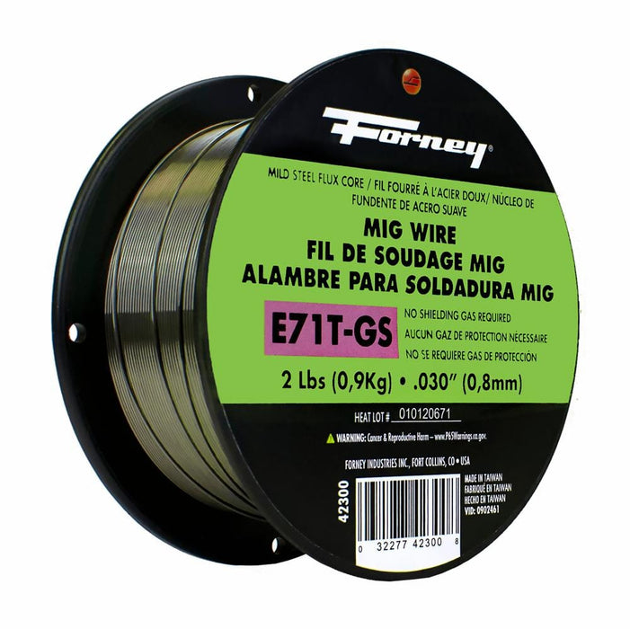 Forney E71T-GS Self, Steel Flux-Core Welding Wire, .030 in x 2 Pound FLUXCORE /  / 2LB