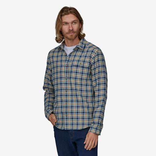 Patagonia Men's Long Sleeve Cotton In Conversion Lw Fjord Flannel Shirt Squared/tidepool blu