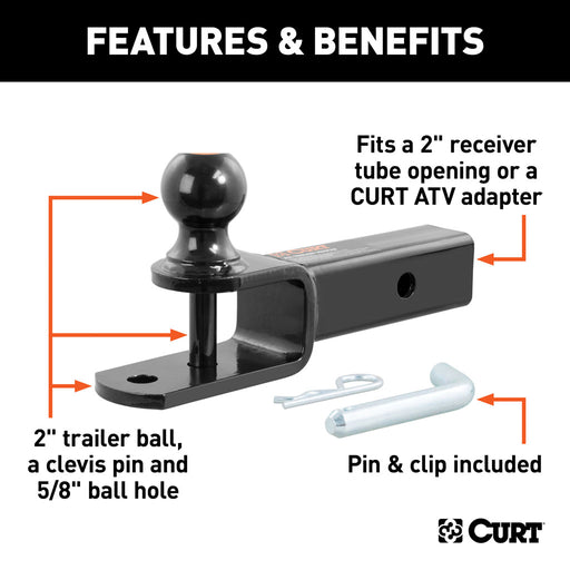 Curt Manufacturing 3-In-1 ATV Ball Mount With 2 Inch Shank And 2 Inch Trailer Ball