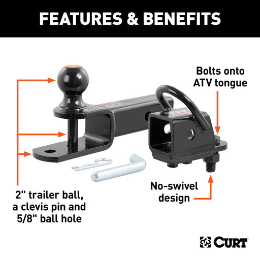 Curt Manufacturing ATV Towing Starter Kit With 2 Inch Shank And 2 Inch Trailer Ball