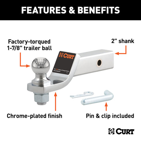 Curt Manufacturing Loaded Ball Mount With 1-7/8 Inch Ball / 2IN_DROP