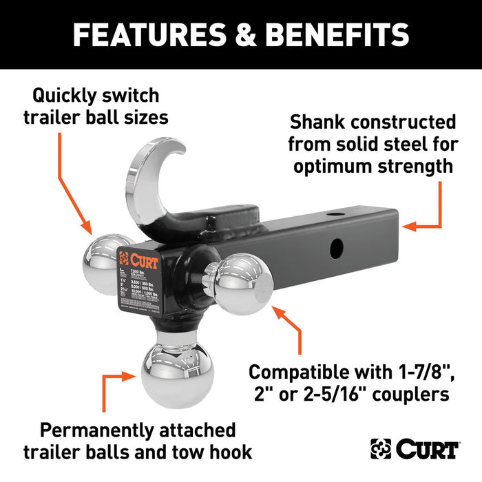 Curt Manufacturing Multi-Ball Mount With Hook