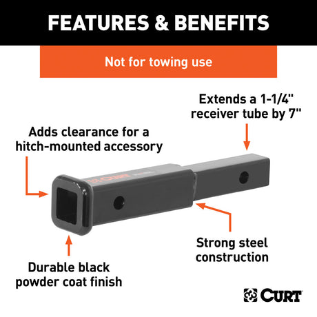 Curt Manufacturing 7 Inch Receiver Tube Extender 7IN