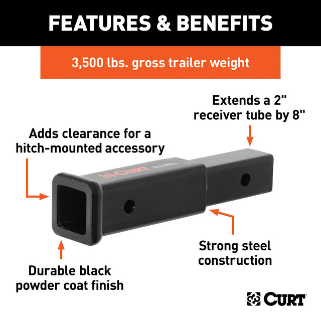 Curt Manufacturing 8 Inch Receiver Tube Extender 8IN