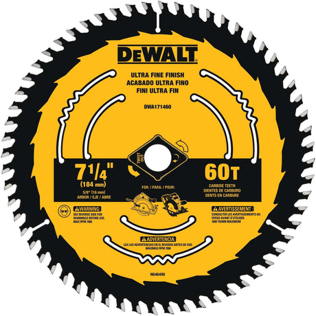 Dewalt 7-1/4 IN. X 5/8 IN. 60-Tooth Tungsten Carbide Circular Saw Blade