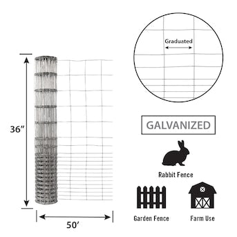 Garden Zone 36in x 50ft Galvanized Rabbit Guard