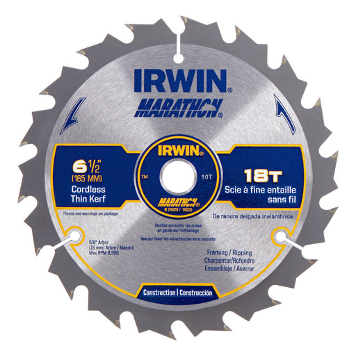 IRWIN INDUSTRIAL TOOL Marathon 6-1/2 in. D X 5/8 in. Classic Carbide Circular Saw Blade 6_1/2IN