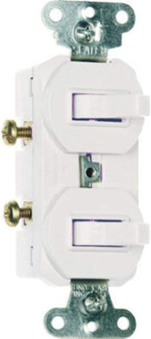 Pass & Seymour 15A Combination 2 Single Pole Switches with Ground, White WHITE / 15A