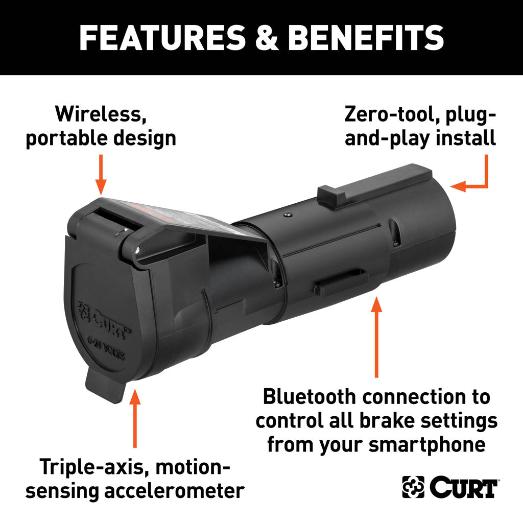 Curt Manufacturing Echo Mobile Trailer Brake Controller, 7-Way, Bluetooth Smartphone Connection