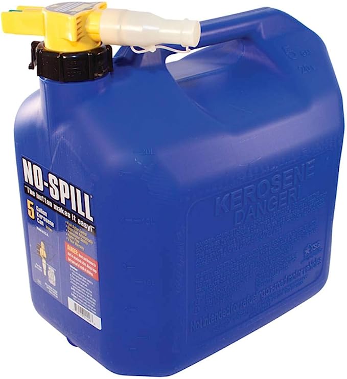 No Spill Poly Kerosene Can, CARB & EPA Approved, 5 Gallon