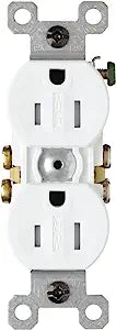 Pass & Seymour 15A Weather Resistant Duplex Receptacle, White WHITE / 15A
