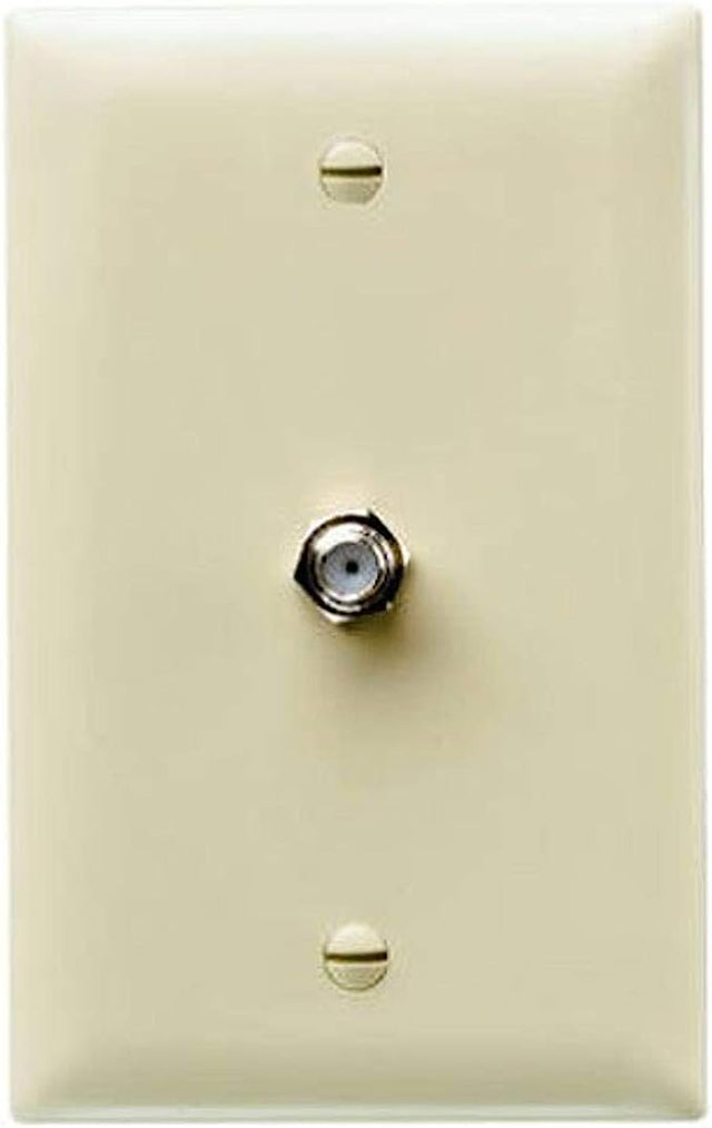 Pass & Seymour 1 Gang Wall Plate with F Type Coaxial Connector, Ivory