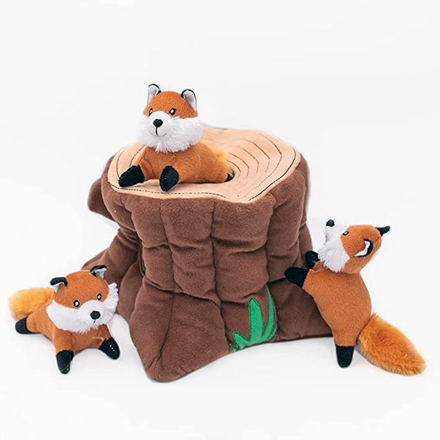 Zippy Paws Fox Stump Burrow Dog Toy