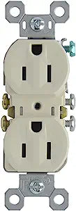 Pass & Seymour 15A Tamper Resistant Duplex Receptacle, Ivory 15A