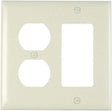 Pass & Seymour 2 Gang Wall Plate, Duplex + Decorator Openings, Light Almond