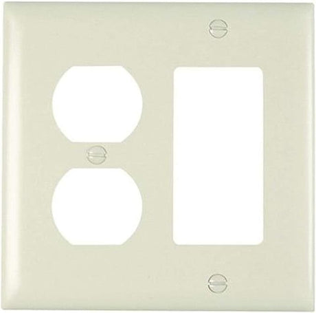 Pass & Seymour 2 Gang Wall Plate, Duplex + Decorator Openings, Light Almond