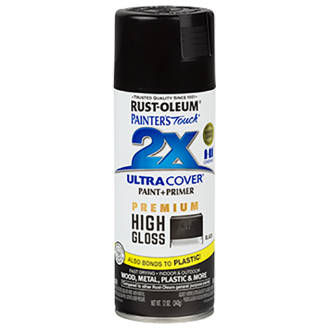RUST-OLEUM 12 OZ Painter's Touch 2X Ultra Cover High Gloss Spray Paint - Hi Gloss Black BLACK /  / HIGH_GLOSS