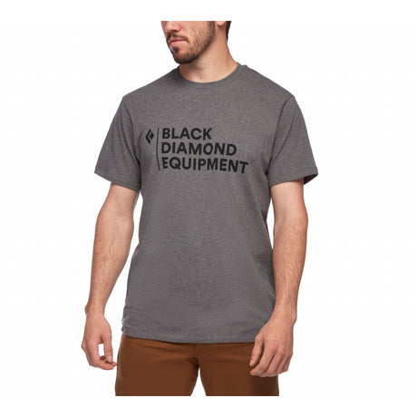 Black Diamond Men's Stacked Logo SS Tee Charcoal Heather