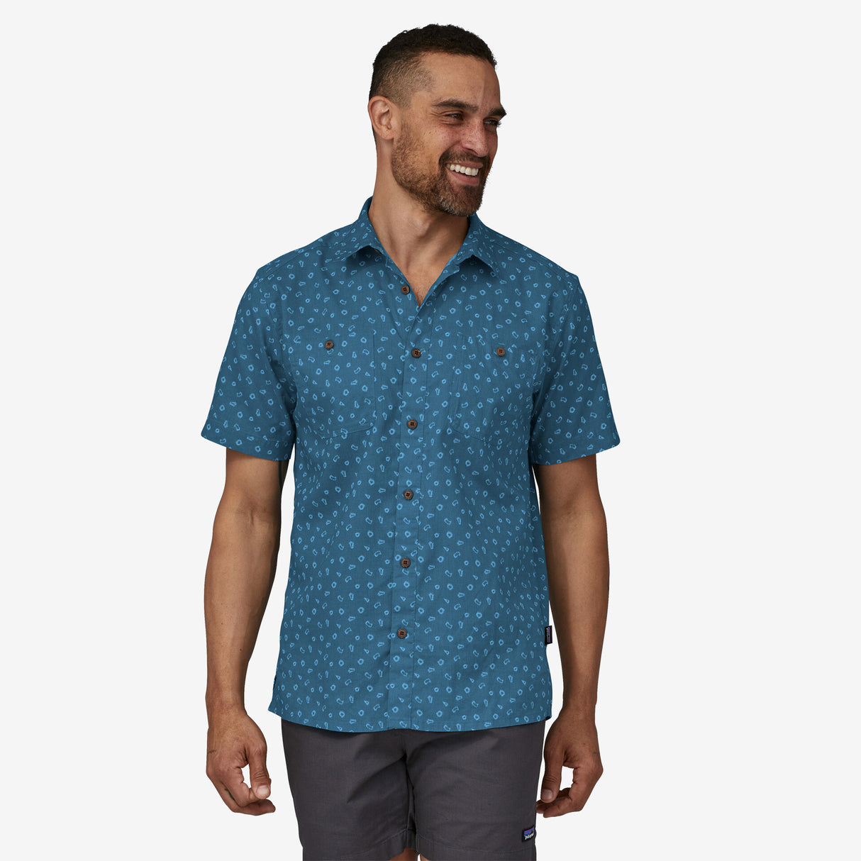 Patagonia Men's Back Step Shirt Hexes/wavy blue