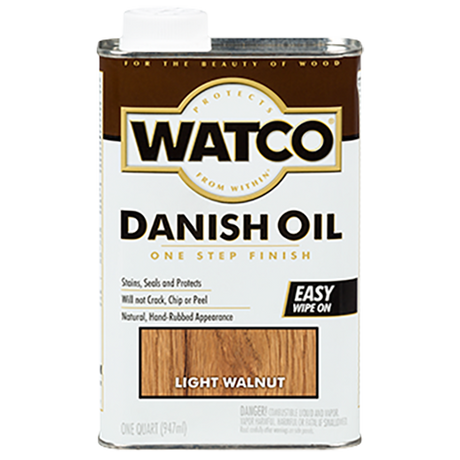 WATCO QT Danish Oil - Light Walnut BLACK_WALNUT,DARK_WALNUT,FRUITWOOD,GOLDEN_OAK,LIGHT_WALNUT,MEDIUM_WALNUT,RED_MAHAG,CHERRY,NATURAL