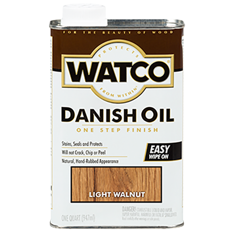WATCO QT Danish Oil - Light Walnut BLACK_WALNUT,DARK_WALNUT,FRUITWOOD,GOLDEN_OAK,LIGHT_WALNUT,MEDIUM_WALNUT,RED_MAHAG,CHERRY,NATURAL