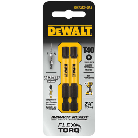 Dewalt FlexTorq Impact Ready Torx T40 X 2-1/4 IN. Screwdriver Bit - STEEL - 2 PACK