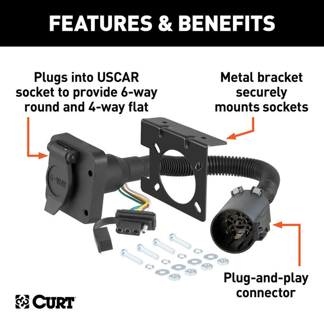 Curt Manufacturing Dual-Output 6 & 4-Way Connector US_CAR_TO_6/4