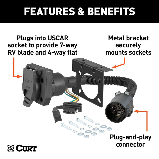 Curt Manufacturing Dual-Output 7 & 4-Way Connector US_CAR_TO_7/4