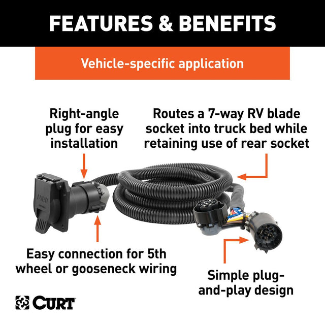 Curt Manufacturing 7 Foot Custom Wiring Extension Harness