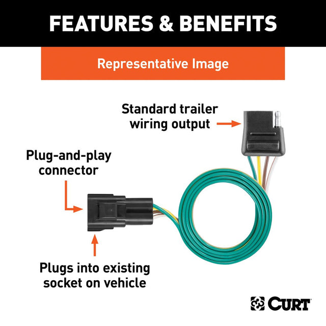 Curt Manufacturing Custom 4-Flat, Select Traverse, Acadia, Enclave; OEM Tow Package Required